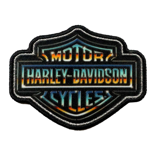 Harley-Davidson® 3 in. Embroidered Chrome Davidson Emblem Sew-On Patch - Black