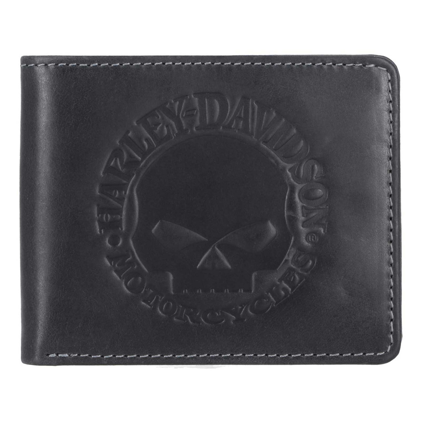 Harley-Davidson® Men's Willie G Skull Logo Billfold Leather Wallet - Black