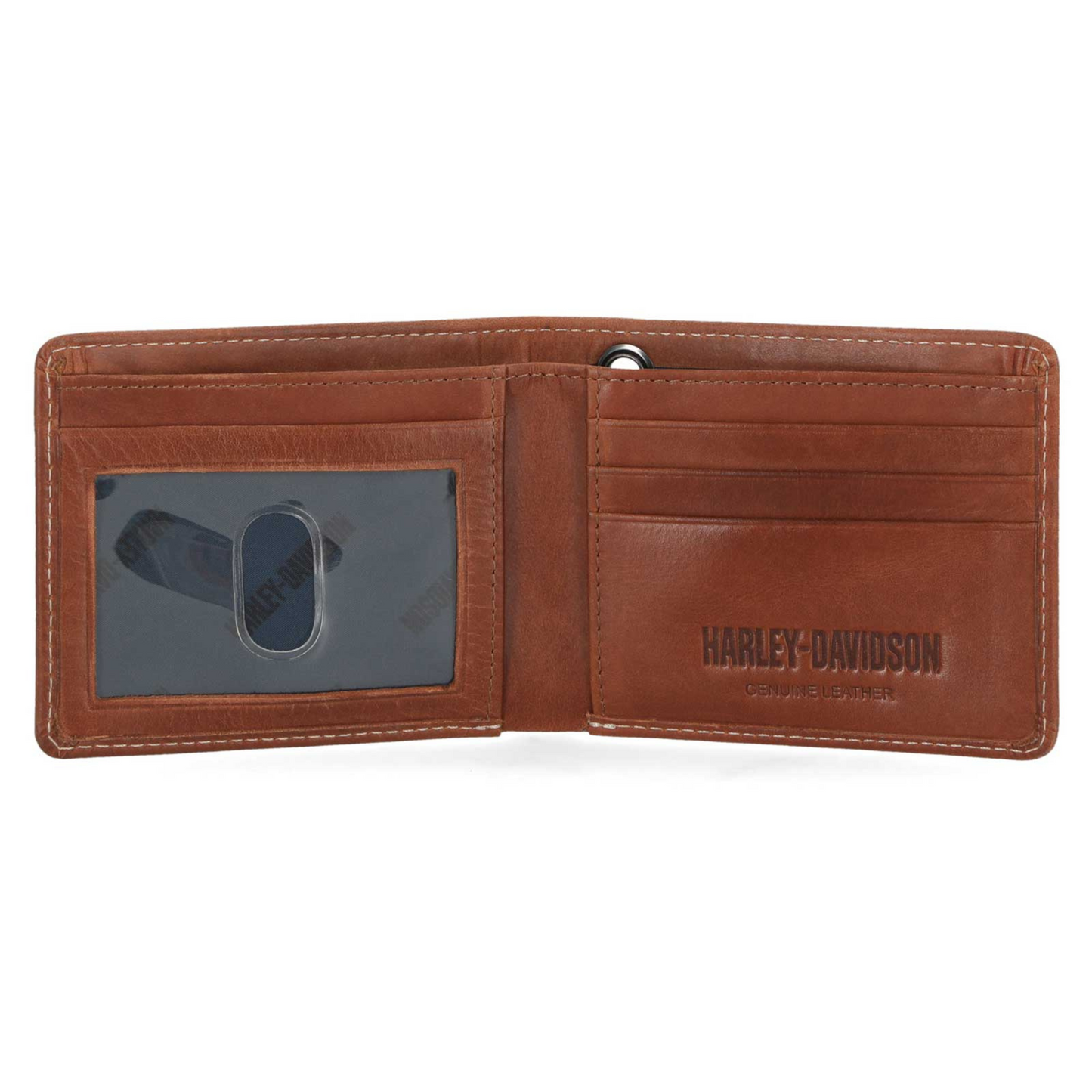 Harley-Davidson® Men's Embossed Willie G Skull Bi-Fold Leather Wallet - Brown