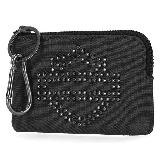 Harley-Davidson® Women's Bar & Shield Studded Key Case Polyester Pouch – Black