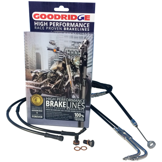 Burleigh Bars - Handlebar Cable Kit - Stainless Braided - FXSB w/ABS - 16in HighBalls