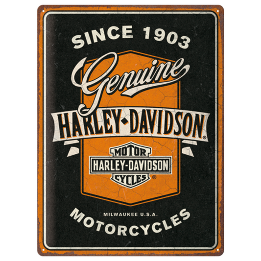 Harley-Davidson® Large Tin Sign - Genuine Motorcycles Ribbon