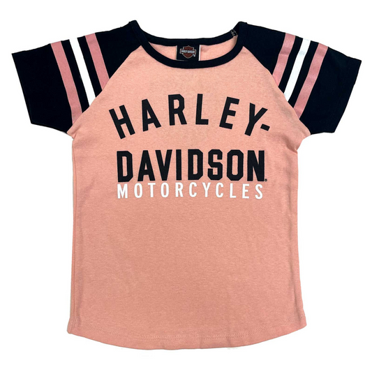 Harley-Davidson® Girls' H-D Raglan Short Sleeve Tee - Pink