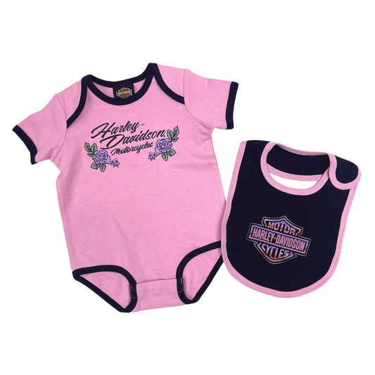 Harley-Davidson® Girls' 2-Piece Bar & Shield Roses Creeper Set