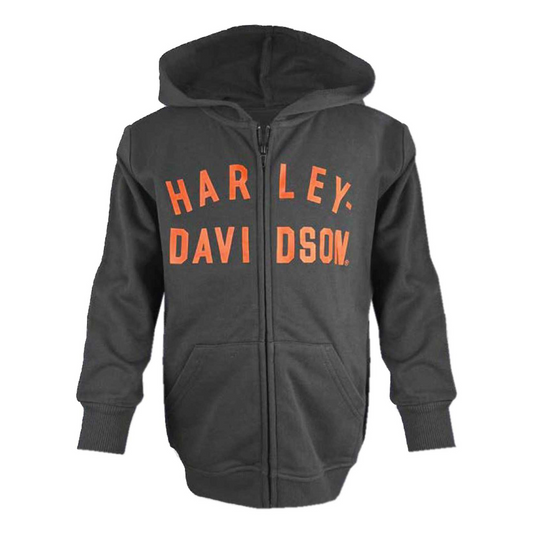 Harley-Davidson® Boys' French Terry Toddler Zip-Up Hooded Sweatshirt - Black