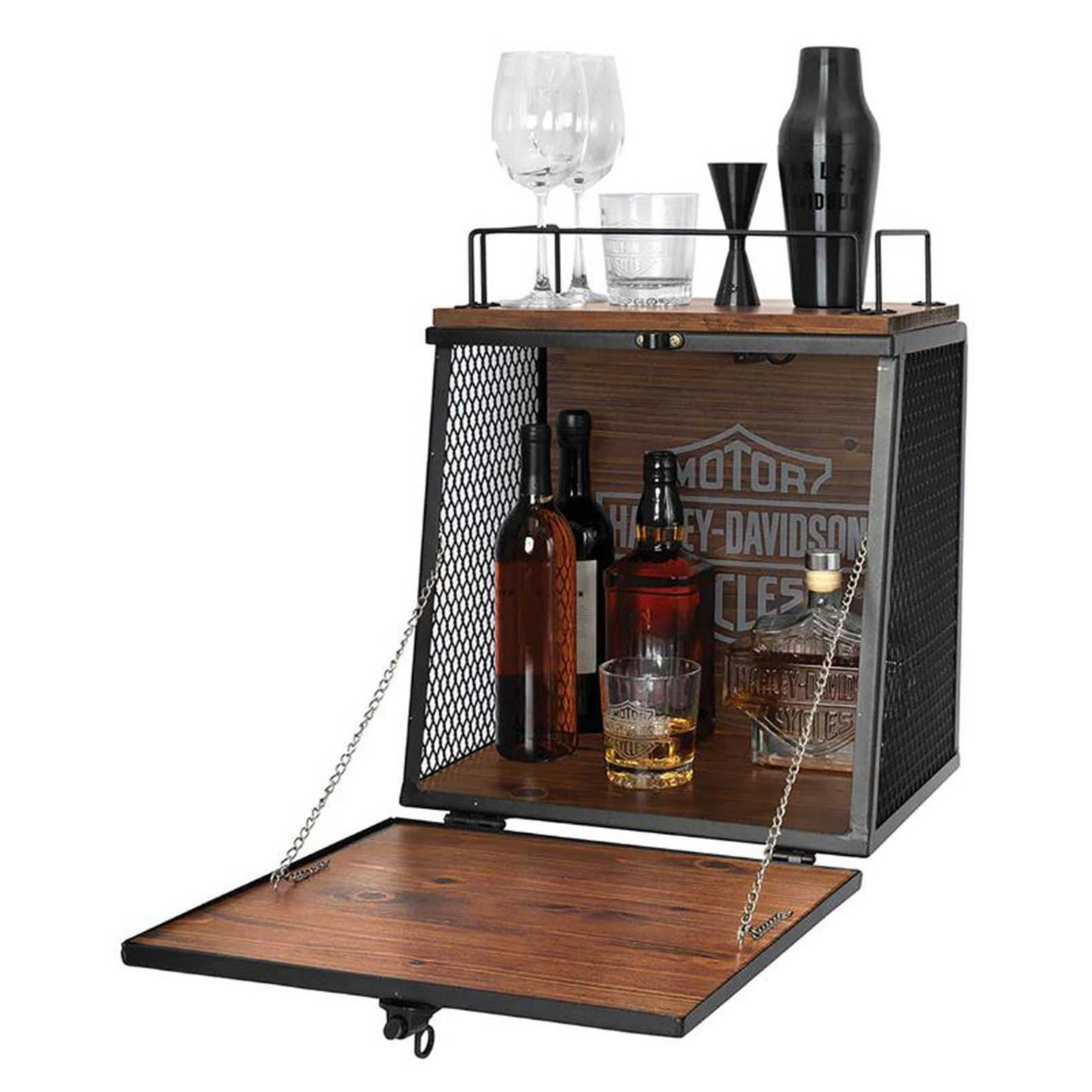 Harley-Davidson® Bar & Shield Logo Wall Mount Bar w/ Dark Stained Finish