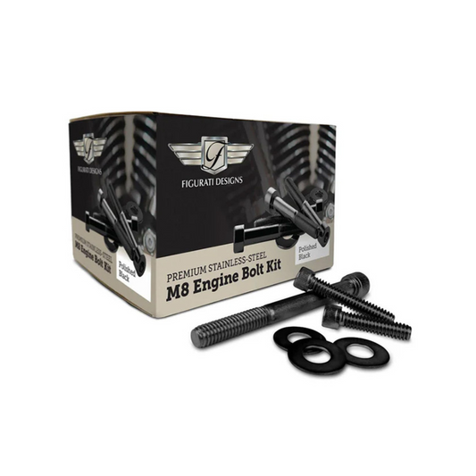 Figurati Designs - Polished Allen Head Show Bike Kit – Black Stainless Steel. Fits Milwaukee-Eight 2017up