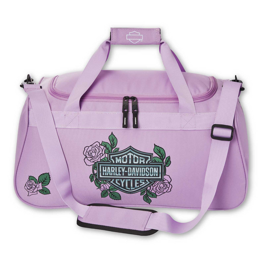 Harley-Davidson® Bar & Shield Logo Roses Graphic Durable Duffel Bag - Pink