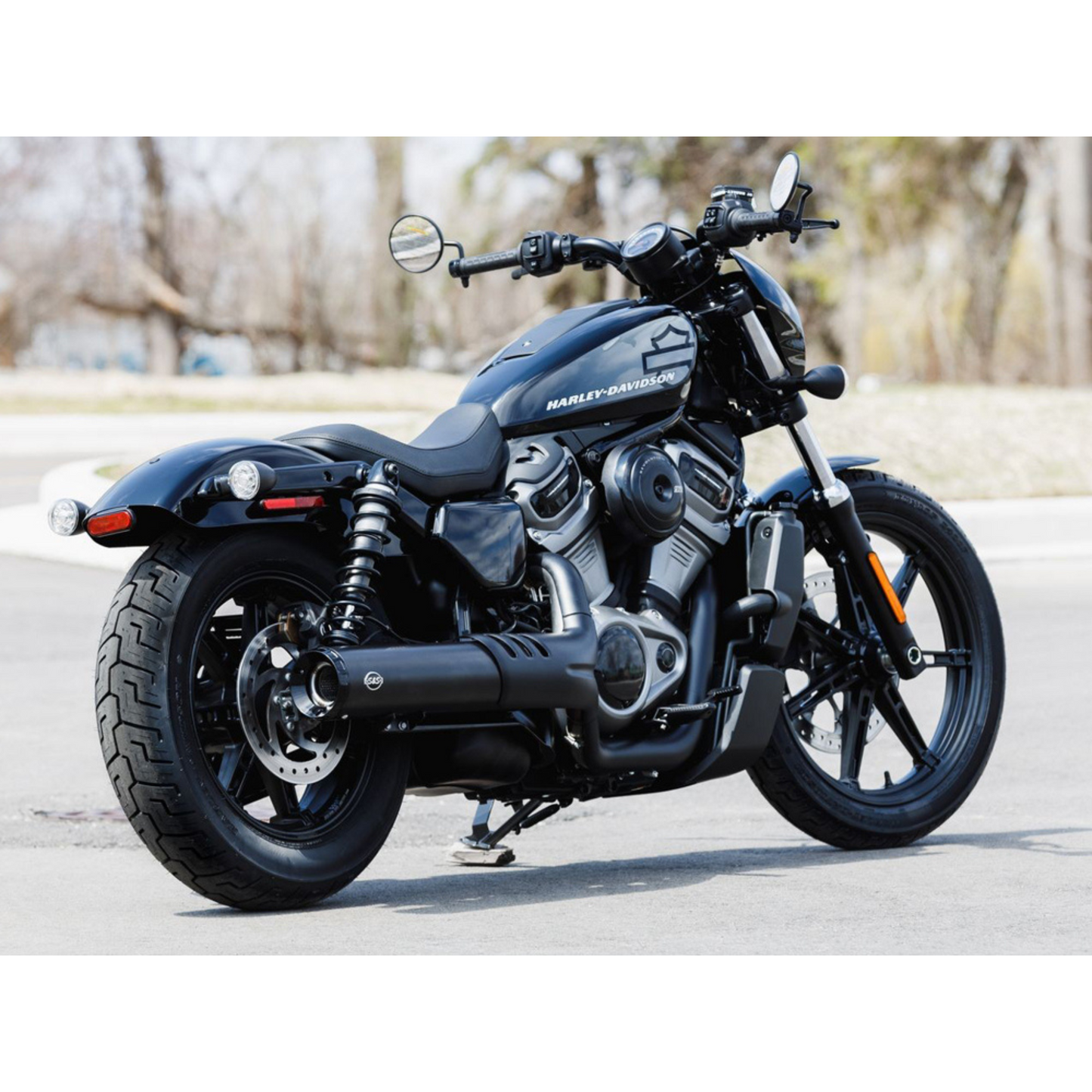 4.5in. Grand National Slip-On Muffler - Black with Black End Cap. Fits Nightster 975 2022up