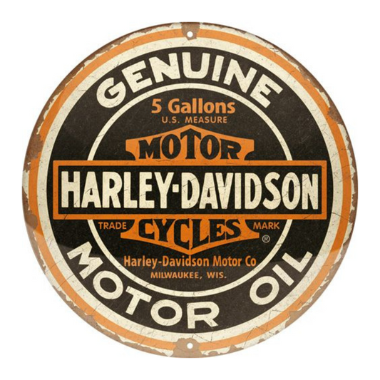Harley-Davidson® Round Tin Sign - Genuine Motor Oil
