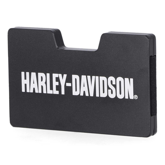 Harley-Davidson® Men's Minimalist Aluminum Wallet - Detachable Money Clip - Black