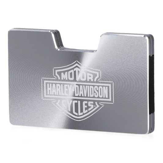 Harley-Davidson® Men's Minimalist Aluminum Wallet - Detachable Money Clip - Silver
