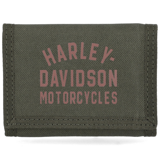 Harley-Davidson® Men's H-D Arched Script Logo Tri-Fold Polyester Wallet - Grape Leaf