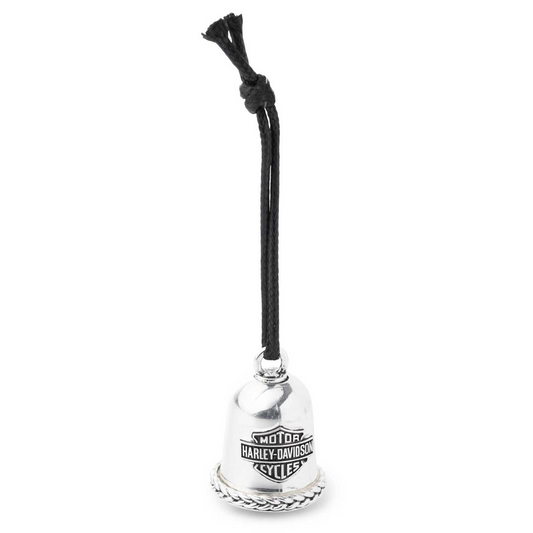 Harley-Davidson® Engraved Braided Bar & Shield Logo Ride Bell With Tie - Silver