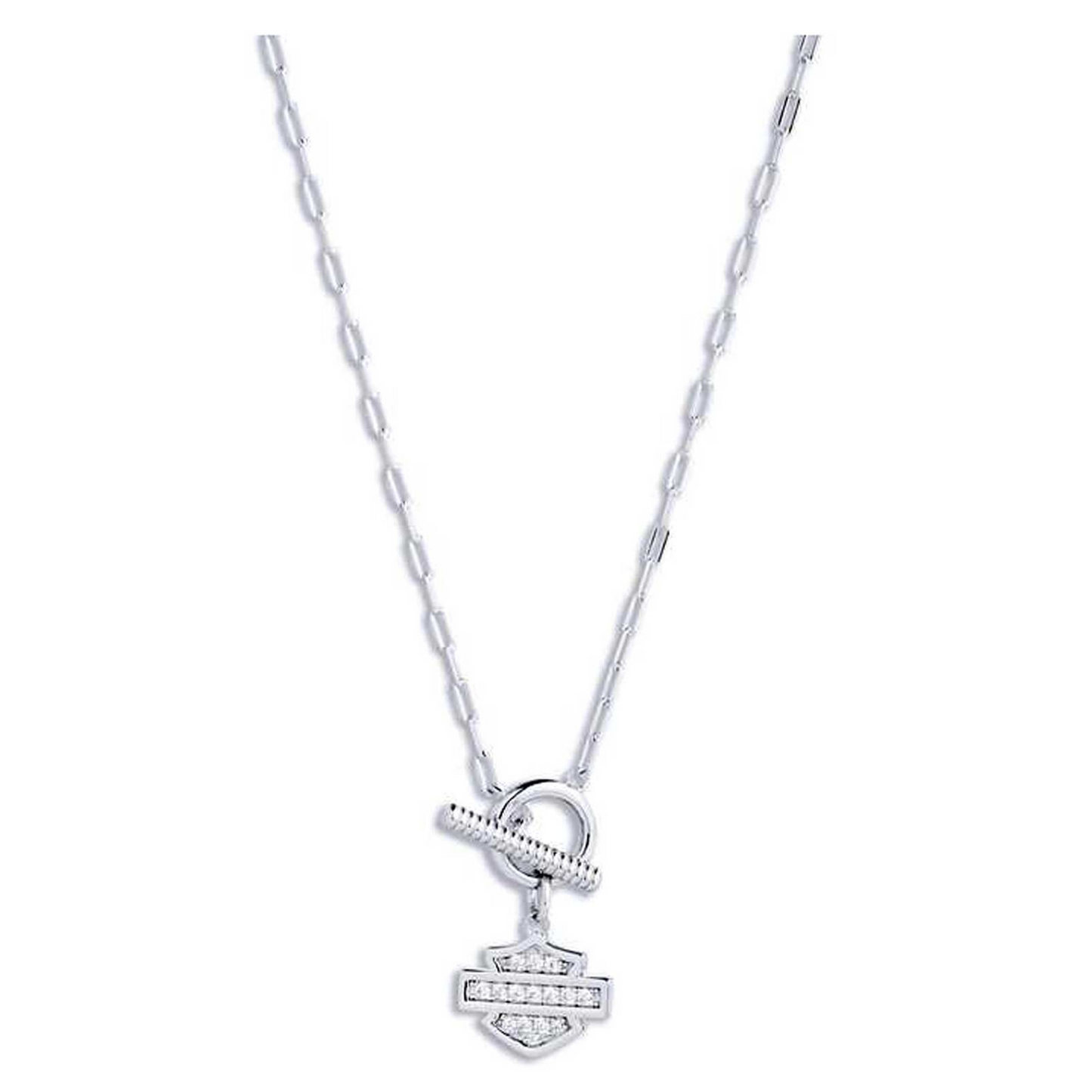 Harley-Davidson® Women's 16 in. Bar & Shield Logo Toggle Pendant Necklace - Silver