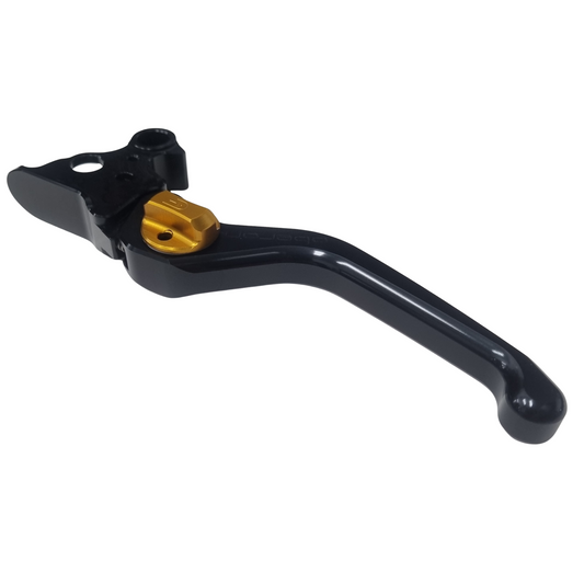 OBERON Harley-Davidson® Standard Adjustable Clutch Lever – Softail '15-'24 - Black Blade/Gold Switches