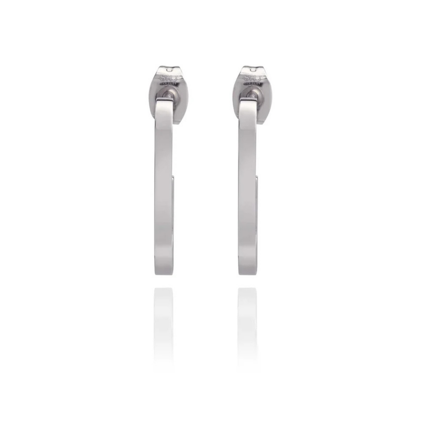 Sleek Oval Hoop Earings - Silver