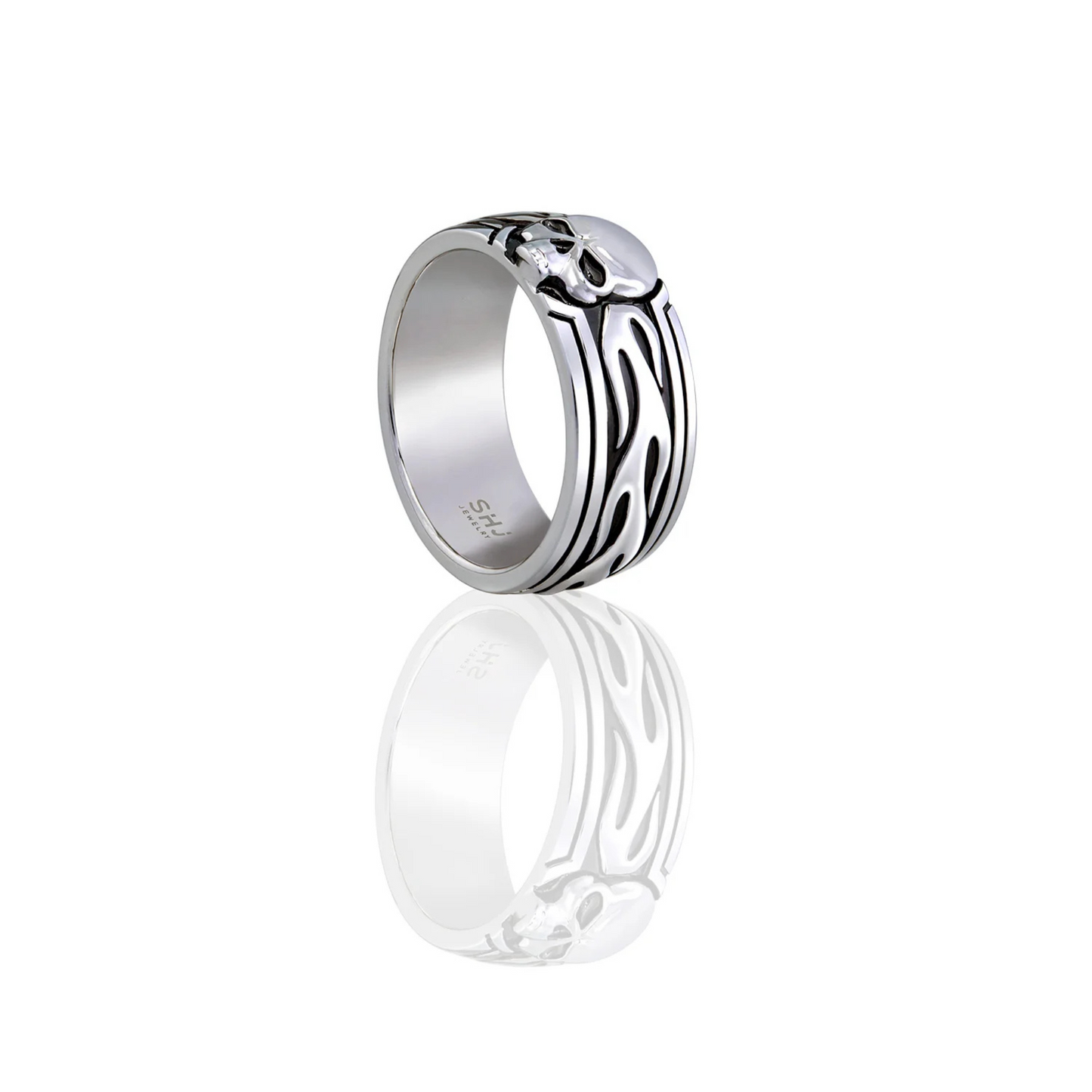 Blazin' Skull Band Ring