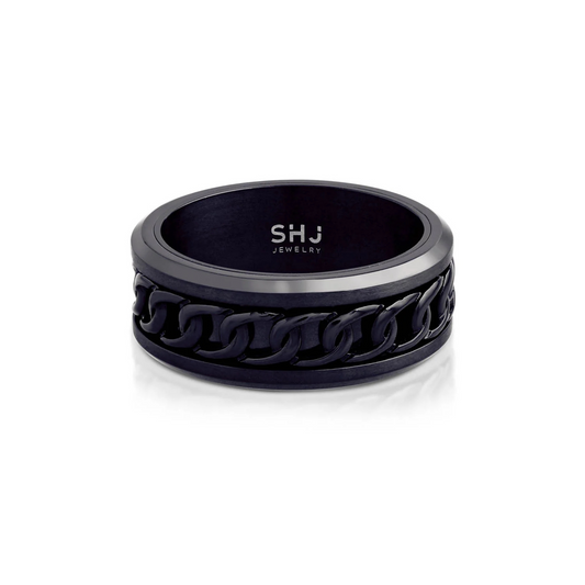 Curblink Inlay Band Ring - Black