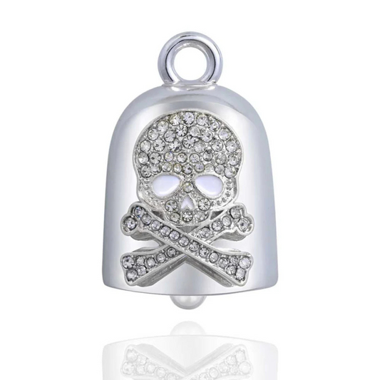 Bling Skull & Crossbones Ride Bell - Silver