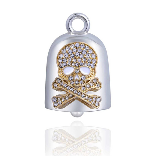 Bling Skull & Crossbones Ride Bell - Silver & Gold
