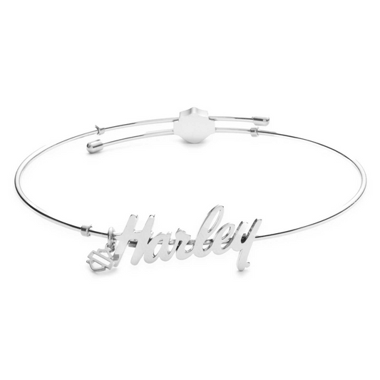 Harley-Davidson® Women's Harley Script Adjustable Bangle Bracelet - Silver