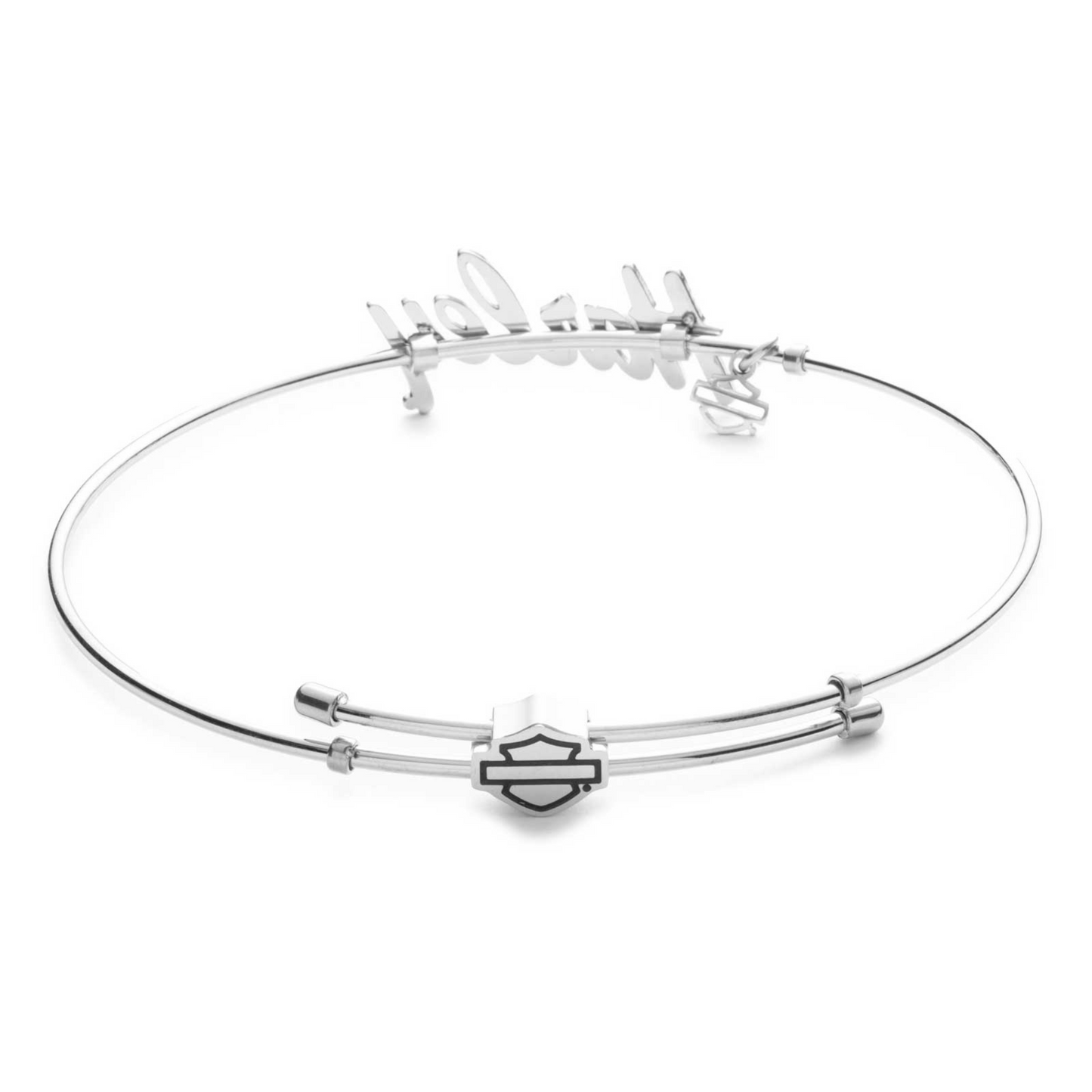 Harley-Davidson® Women's Harley Script Adjustable Bangle Bracelet - Silver