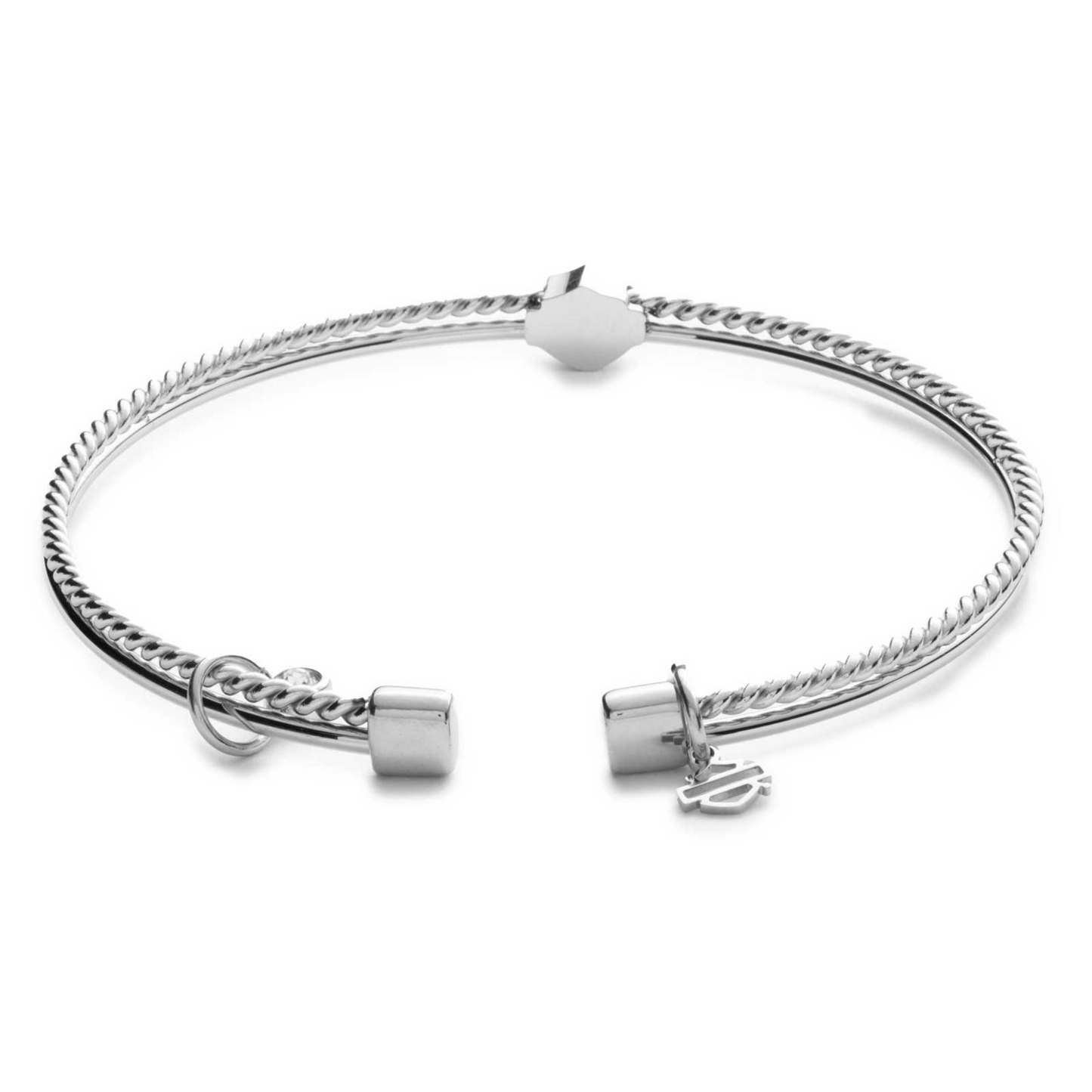 Harley-Davidson® Women's Bar & Shield Crystal Charm Cuff Bracelet - Steel