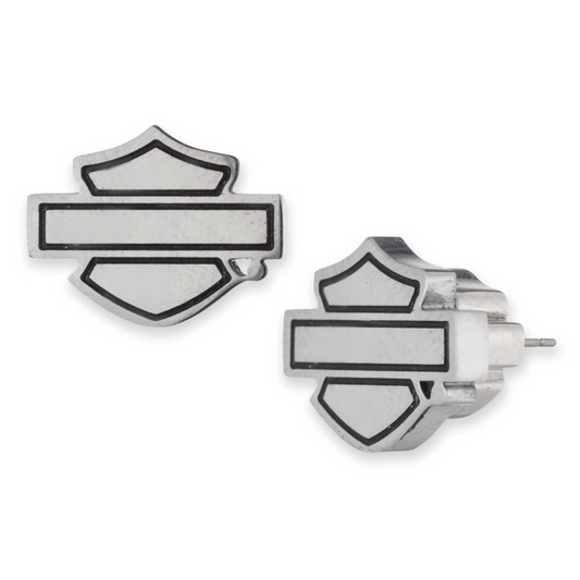 Harley-Davidson® Women's 11mm Bar & Shield Logo Stud Earrings - Stainless Steel