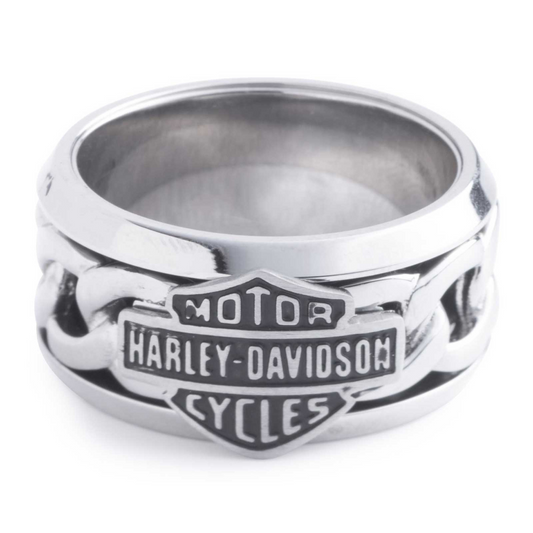 Harley-Davidson® Men's Bar & Shield Logo Faux Chain Ring - Stainless Steel