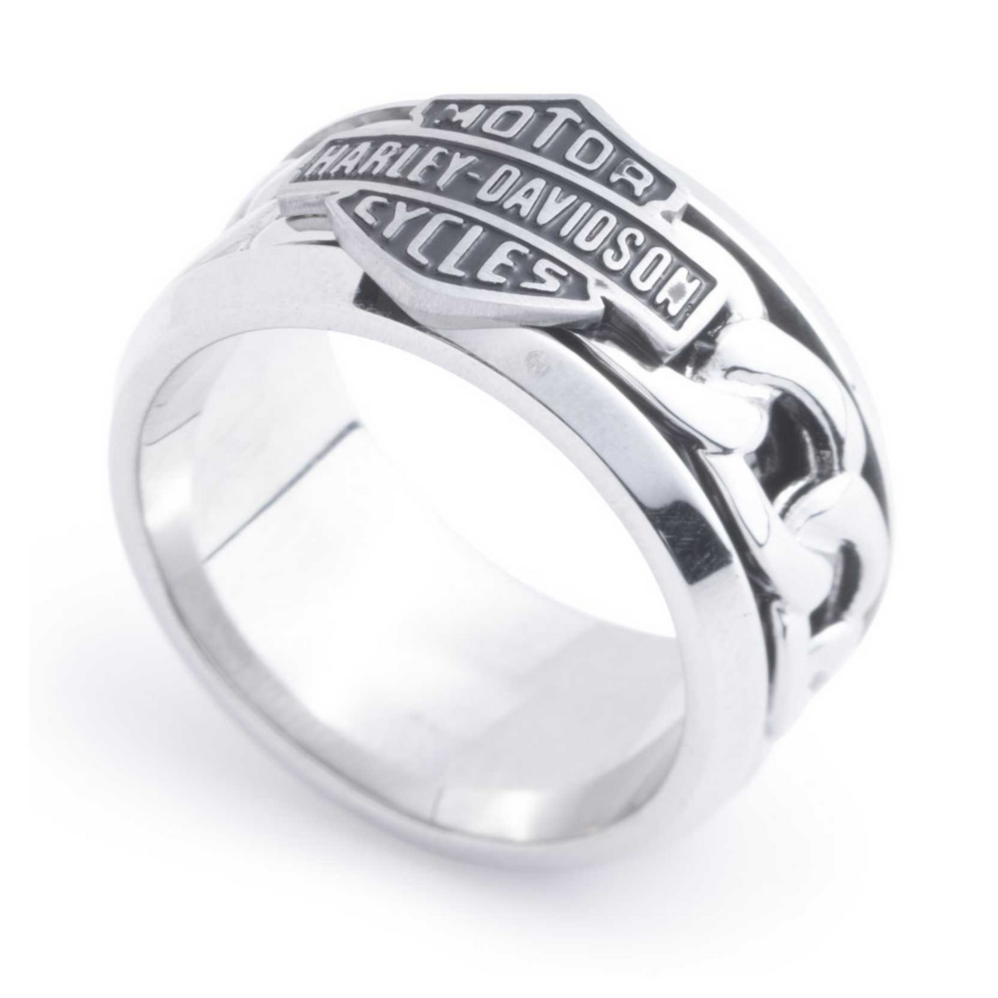 Harley-Davidson® Men's Bar & Shield Logo Faux Chain Ring - Stainless Steel