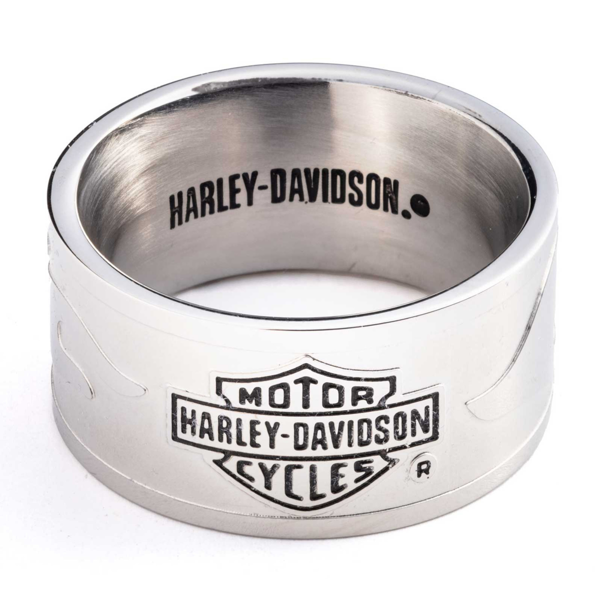 Harley-Davidson® Men's Bar & Shield Raised Flame Band Ring