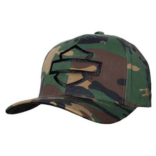 Harley-Davidson® Men's Find Me B&S Logo Stretch Fit Baseball Cap - Camo Pattern