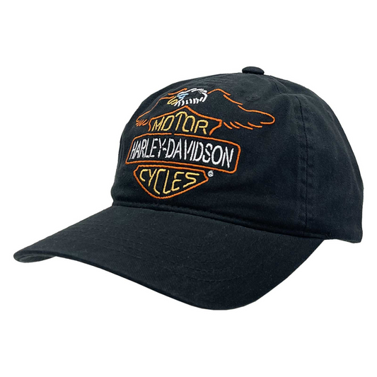 Harley-Davidson® Men's Neon Vintage Eagle Adjustable Baseball Cap - Black