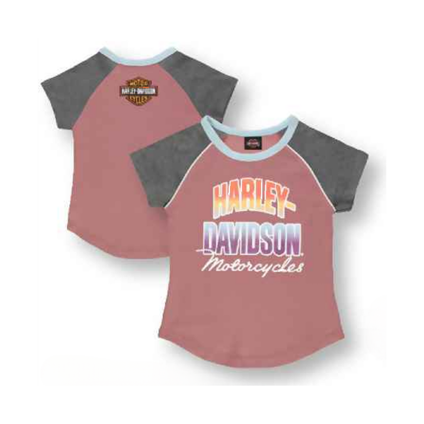 Harley-Davidson® Girls' Raglan Short Sleeve Glitter Tee