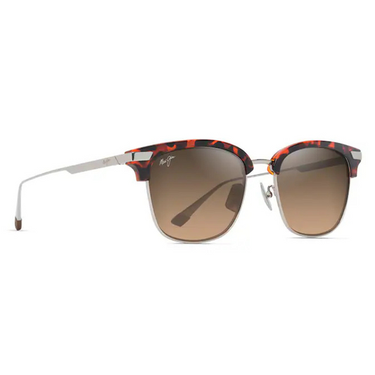 Maui Jim - Kalaunu Polarised Sunglasses - Shiny Red Havana with Silver