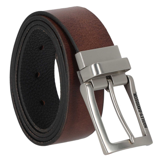Harley-Davidson® Men's Mod Reversible Genuine Leather Belt - Matte Black/Brown