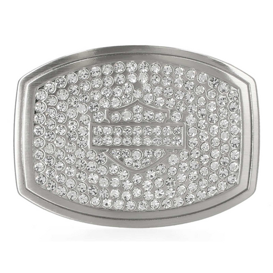 Harley-Davidson® Women's Bar & Shield Embellished Belt Buckle – Brushed Nickle