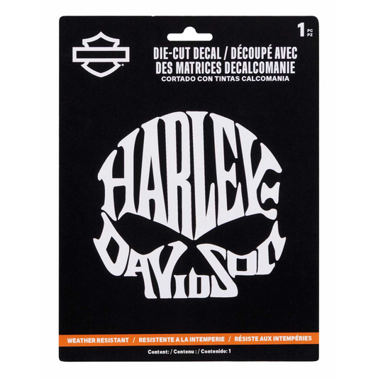 Harley-Davidson® Die-Cut Willie G Skull Shape Clear Vinyl Decal - 6 x 8 in.