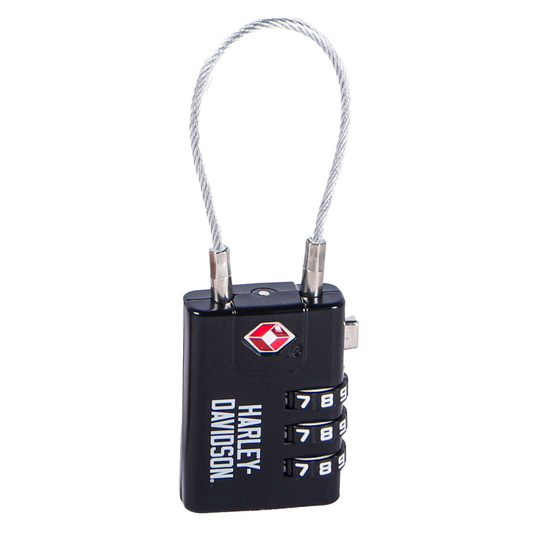 Harley-Davidson® TSA Approved Combination Luggage Lock - Rugged Zinc Alloy - Black