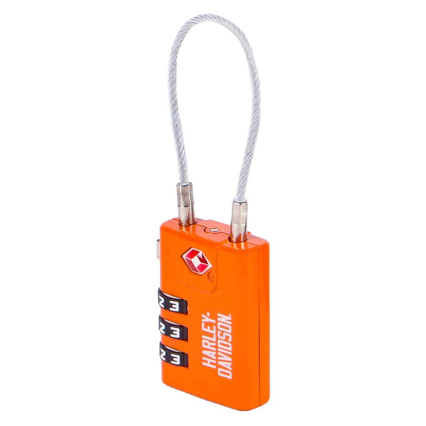 Harley-Davidson® TSA Approved Combination Luggage Lock - Rugged Zinc Alloy - Orange