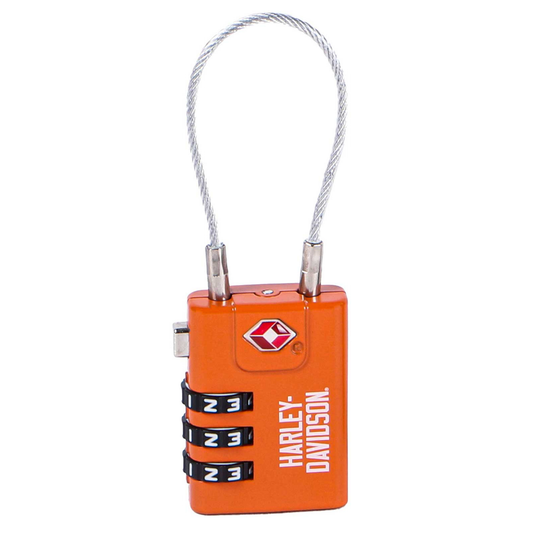 Harley-Davidson® TSA Approved Combination Luggage Lock - Rugged Zinc Alloy - Orange