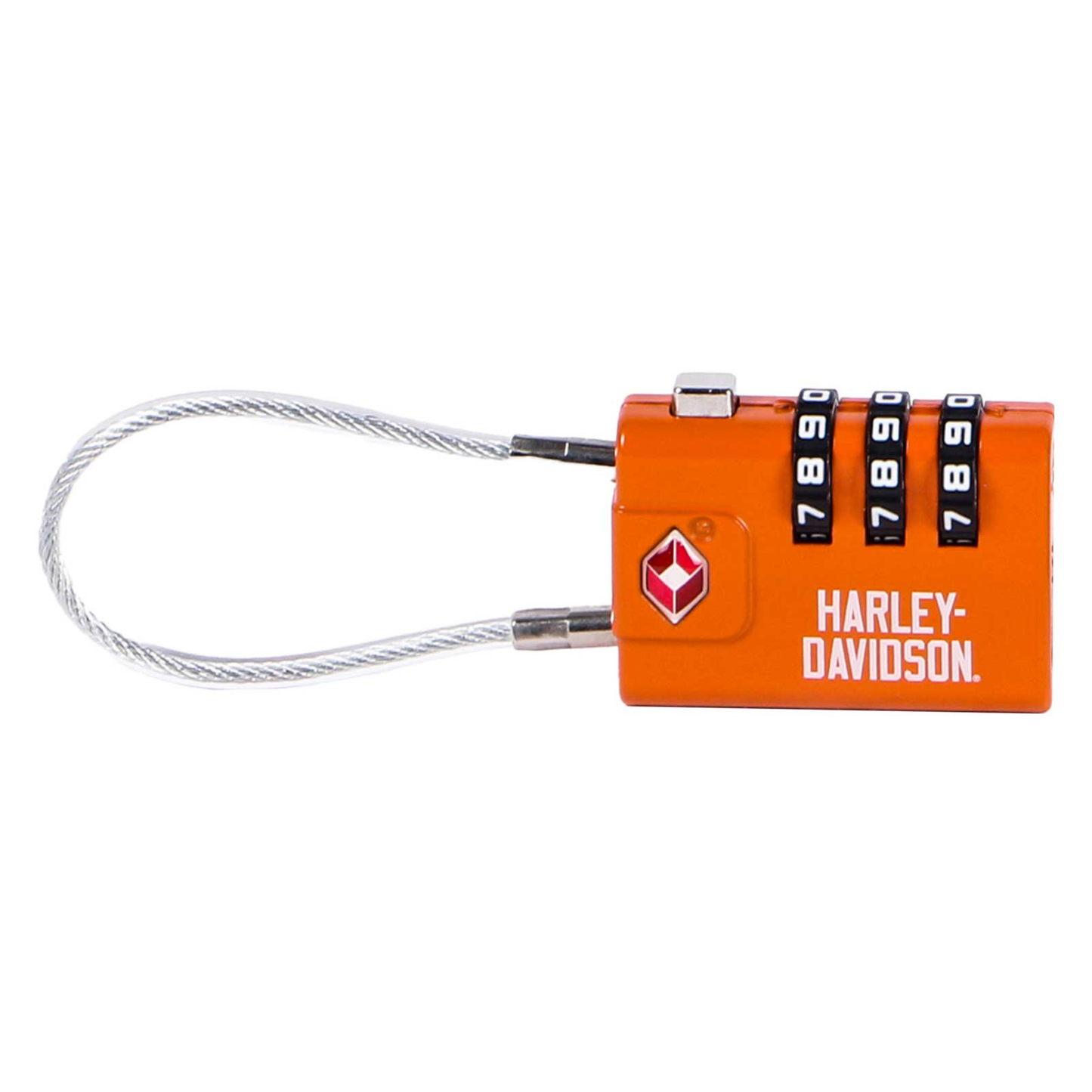 Harley-Davidson® TSA Approved Combination Luggage Lock - Rugged Zinc Alloy - Orange