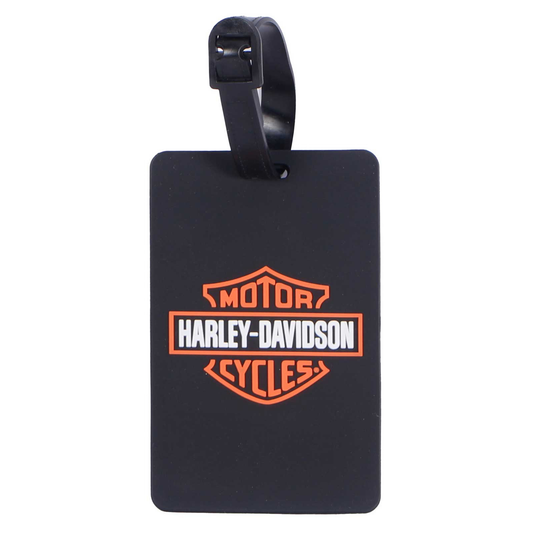 Harley-Davidson® Set of 2 Luggage Tags - Orange Bar & Shield Logo - Black