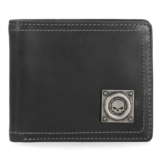 Harley-Davidson® Men's Willie G Skull Stitch Passcase Bi-Fold Wallet - Black