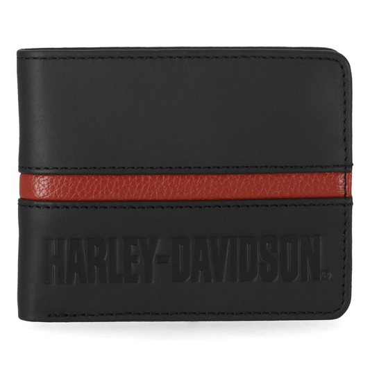 Harley-Davidson® Men's H-D Center Block Passcase Bi-Fold Leather Wallet - Black