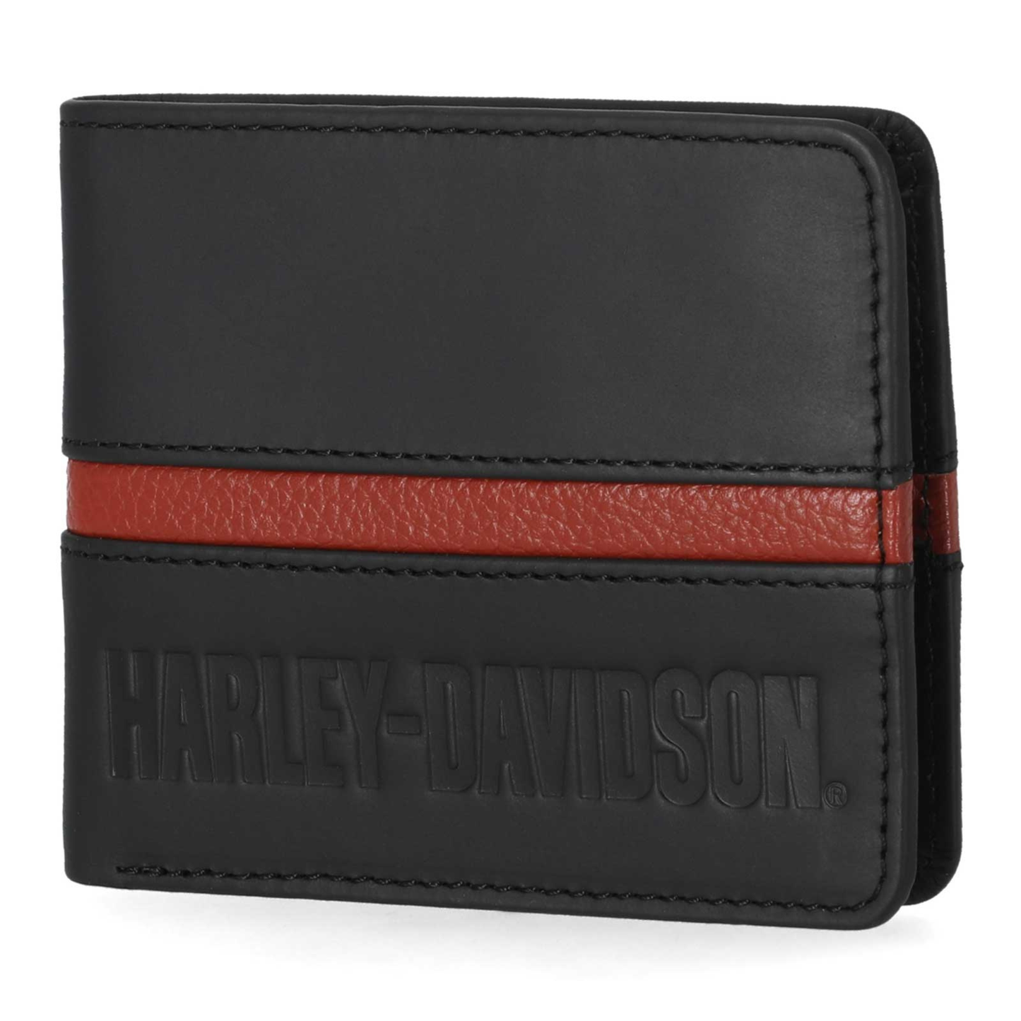 Harley-Davidson® Men's H-D Center Block Passcase Bi-Fold Leather Wallet - Black