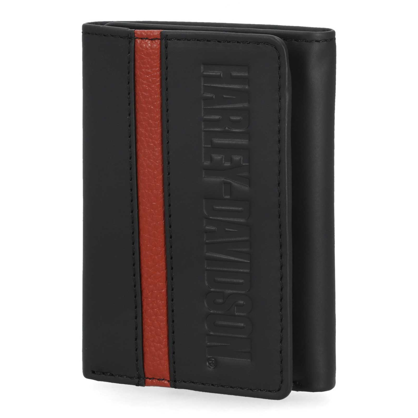 Harley-Davidson® Men's H-D Center Block Tri-Fold Genuine Leather Wallet - Black