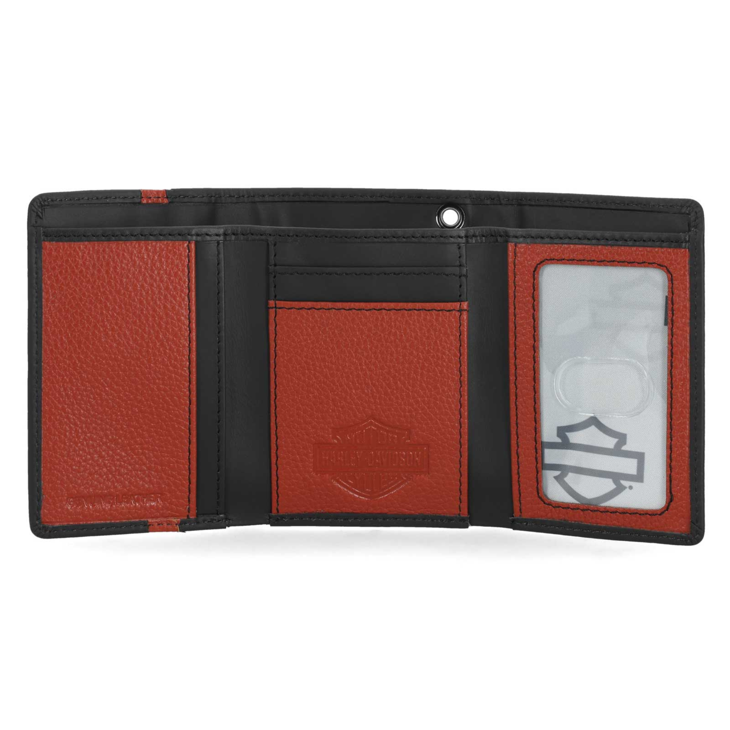 Harley-Davidson® Men's H-D Center Block Tri-Fold Genuine Leather Wallet - Black
