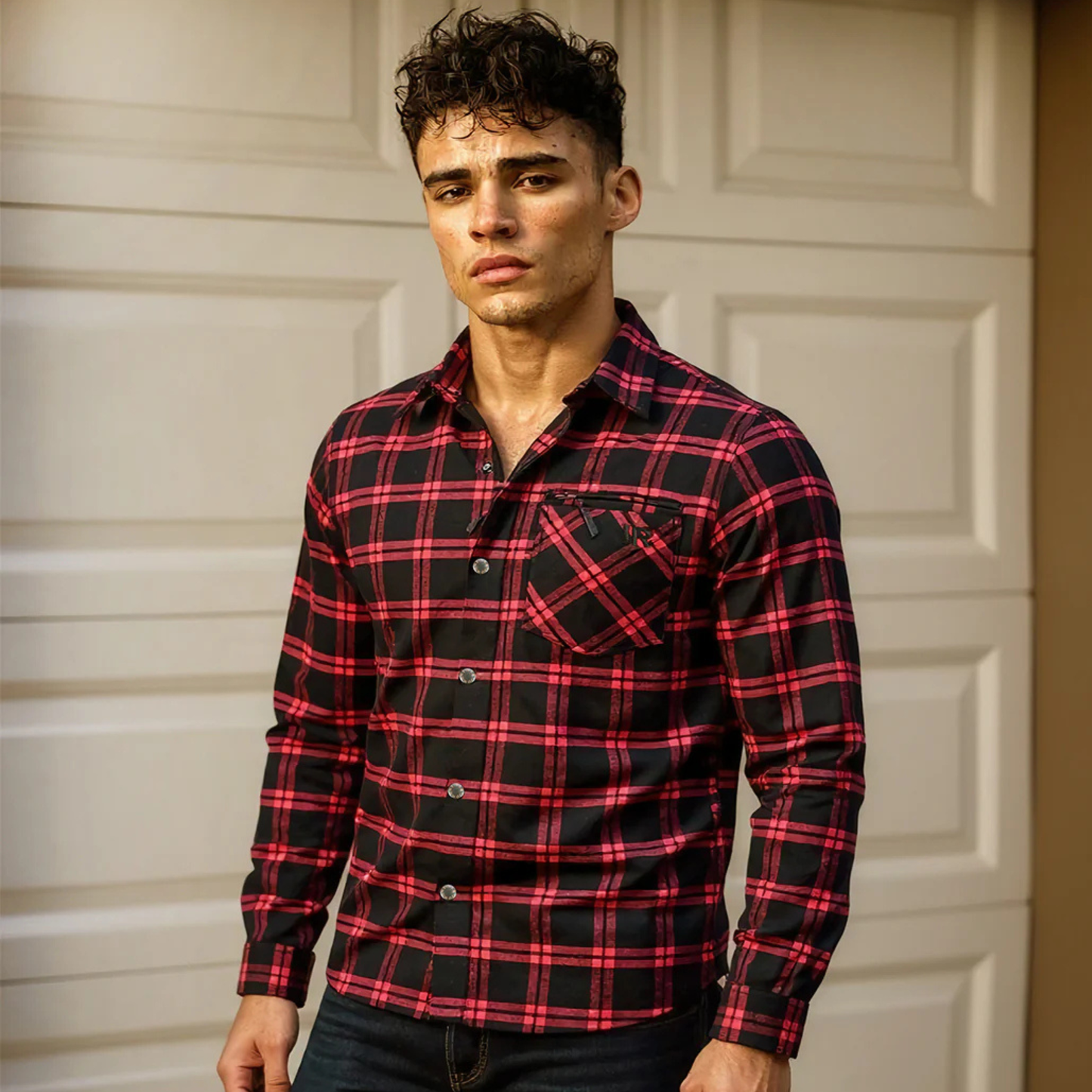 Johnny Reb - Men's Bottlebrush Protective Shirt - Black & Red
